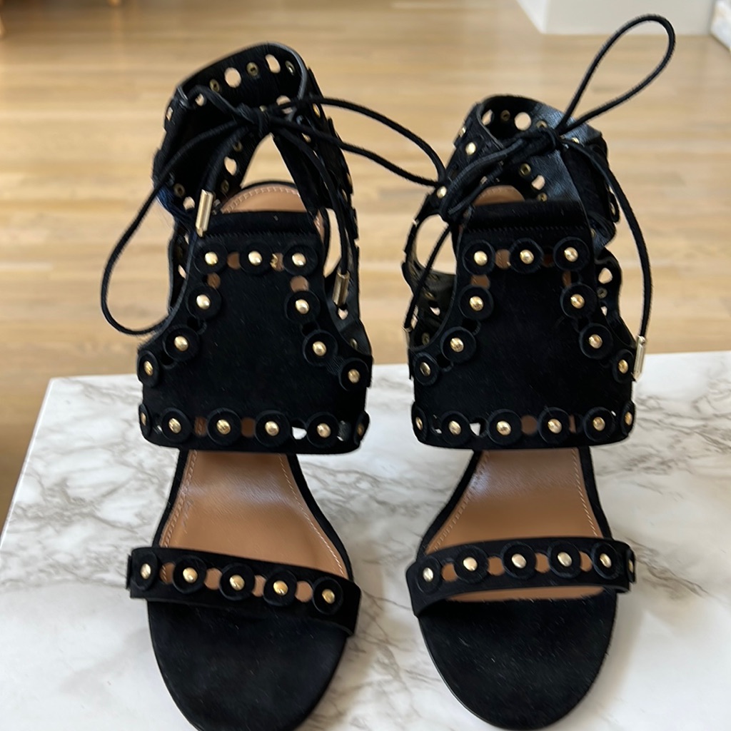 Aquazzura Black Velvet Heels.